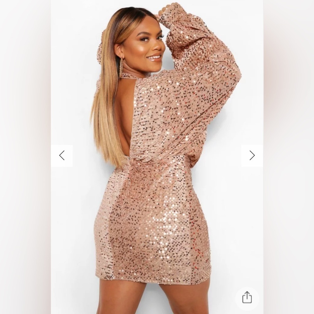 Boohoo blouson sleeve sequin, mini dress - Picture 2 of 14